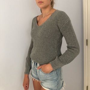 Nordstrom gray V-neck sweater